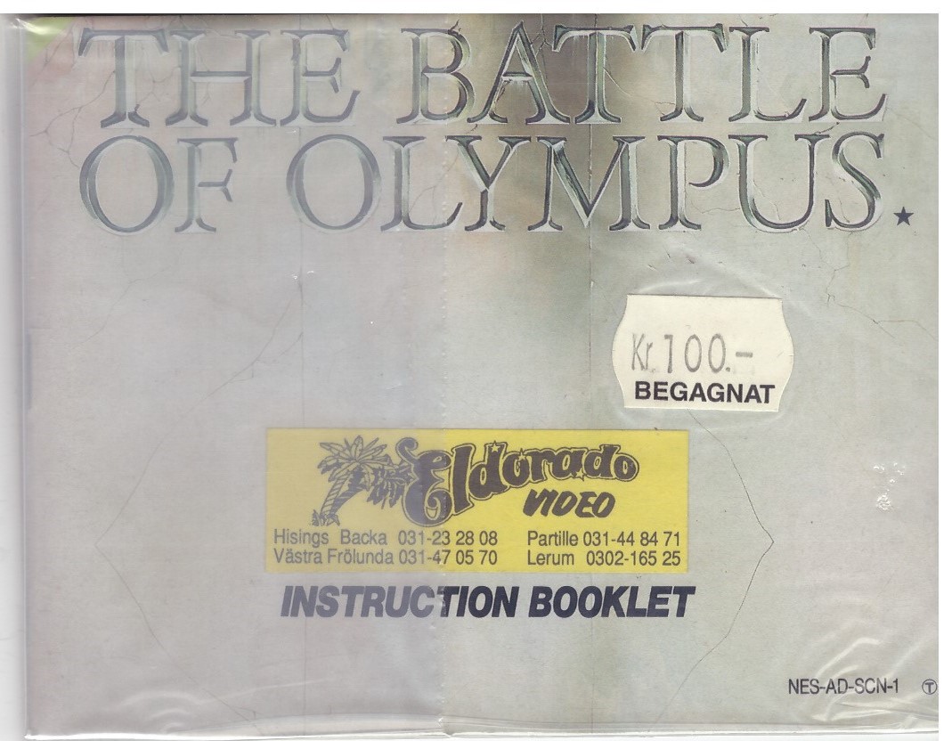 BATTLE OF OLYMPUS (NES MANUAL)